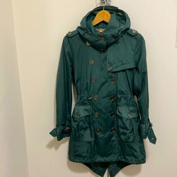 Burberry Jackets & Blazers - Burberry London Womans’ Rare Nylon Trench Coat with Removable Hood.  Size US 4.